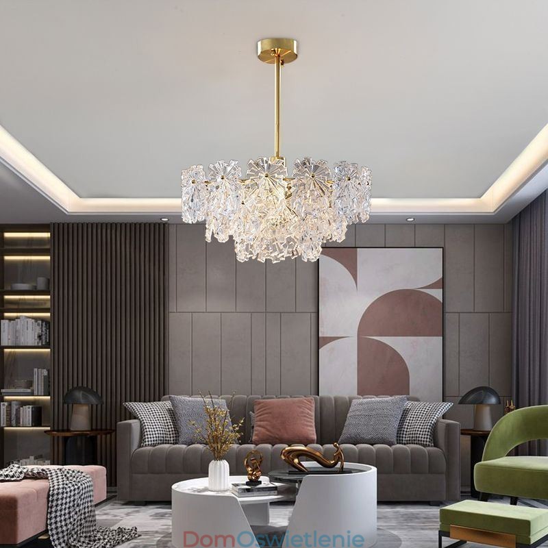 Luksusowa lampa wisząca do wystroju domu, szklany żyrandol, salon