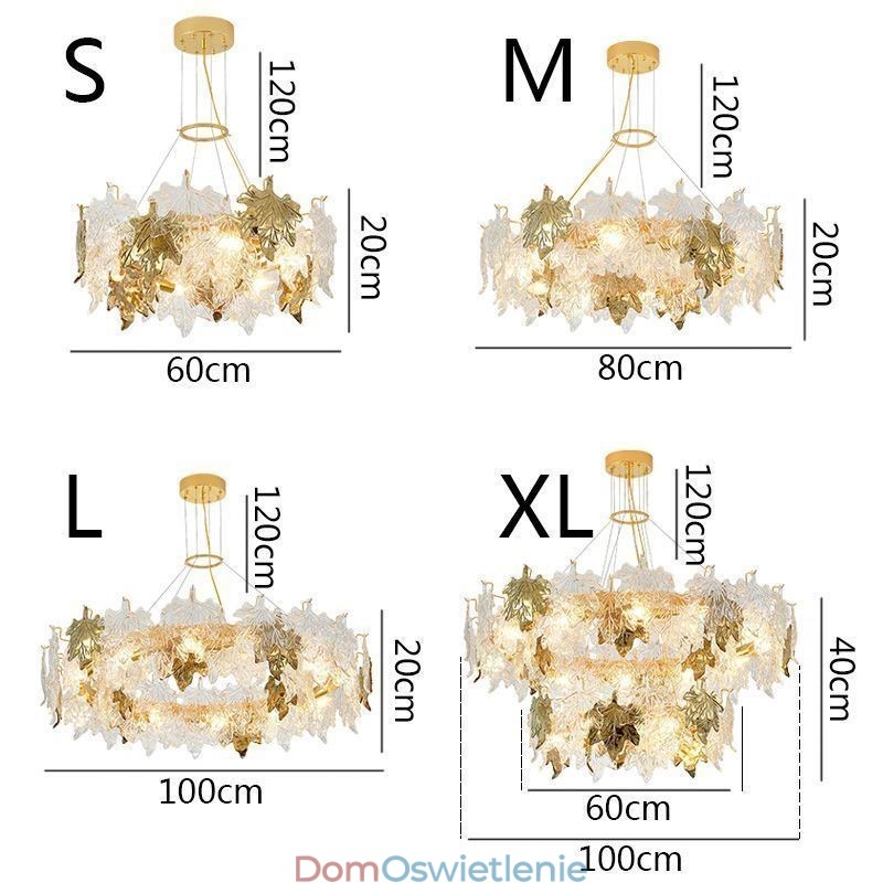 Klonowy liść wiszący żyrandol europejski wystrój domu szklany żyrandol