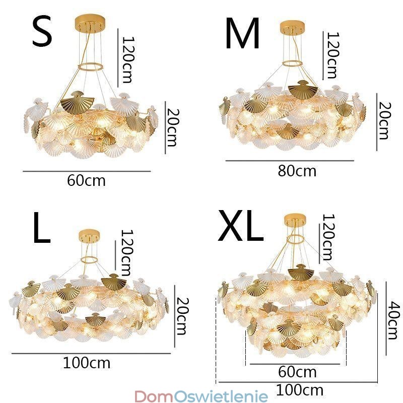 Europejski szklany wiszący żyrandol w kształcie wachlarza