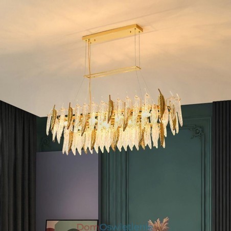 Żyrandol ze szkła artystycznego, lampa wisząca owalna w kształcie pióra Żyrandol ze szkła artystycznego, lampa wisząca owalna w kształcie pióra