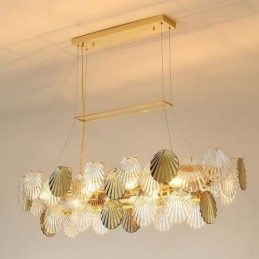 Luksusowy szklany żyrandol modna lampa wisząca w kształcie muszli