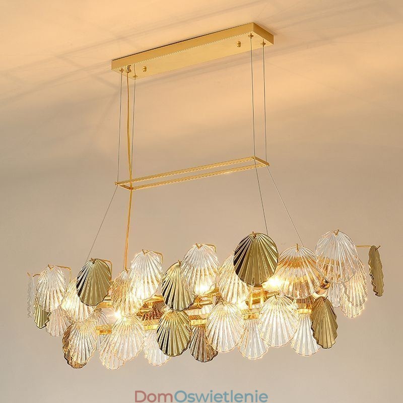 Luksusowy szklany żyrandol modna lampa wisząca w kształcie muszli