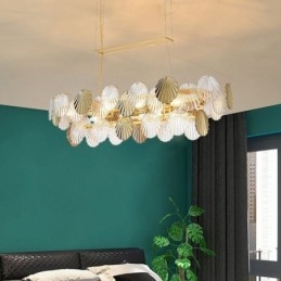 Luksusowy szklany żyrandol modna lampa wisząca w kształcie muszli