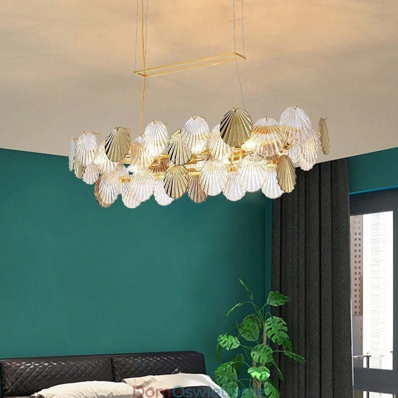 Luksusowy szklany żyrandol modna lampa wisząca w kształcie muszli