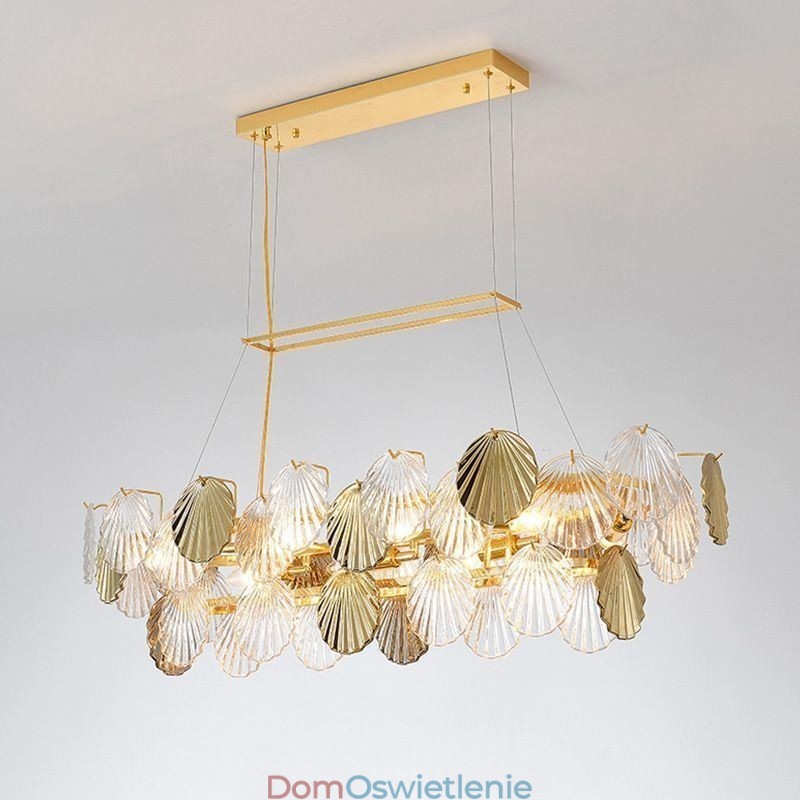 Luksusowy szklany żyrandol modna lampa wisząca w kształcie muszli