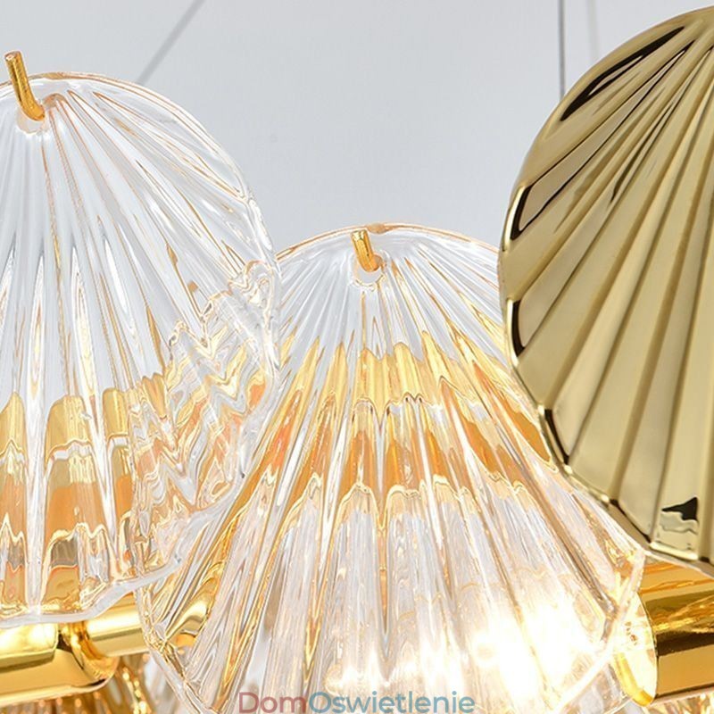Luksusowy szklany żyrandol modna lampa wisząca w kształcie muszli