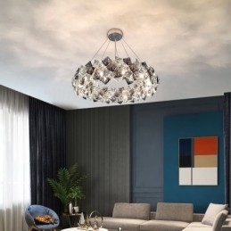 Lekki luksusowy szklany żyrandol nowoczesna minimalistyczna lampa wisząca salon