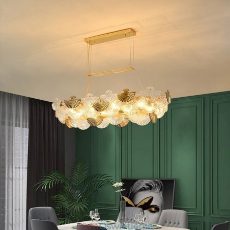 Europejska szklana lampa wisząca w kształcie wachlarza, żyrandol artystyczny Europejska szklana lampa wisząca w kształcie wachlarza, żyrandol artystyczny