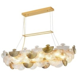 Europejska szklana lampa wisząca w kształcie wachlarza, żyrandol artystyczny