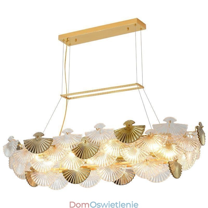 Europejska szklana lampa wisząca w kształcie wachlarza, żyrandol artystyczny