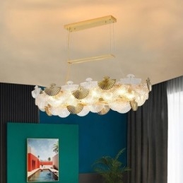 Europejska szklana lampa wisząca w kształcie wachlarza, żyrandol artystyczny
