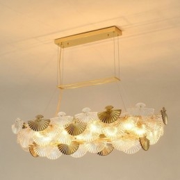 Europejska szklana lampa wisząca w kształcie wachlarza, żyrandol artystyczny