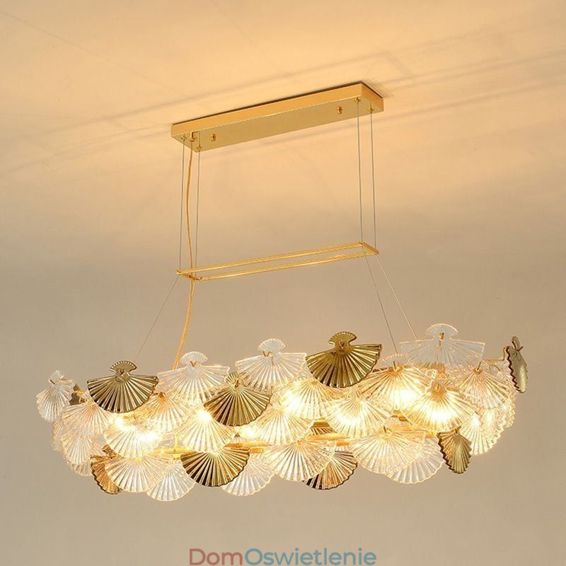 Europejska szklana lampa wisząca w kształcie wachlarza, żyrandol artystyczny