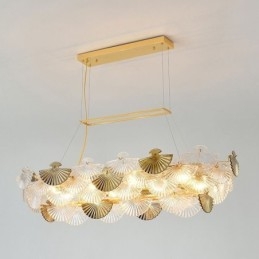 Europejska szklana lampa wisząca w kształcie wachlarza, żyrandol artystyczny