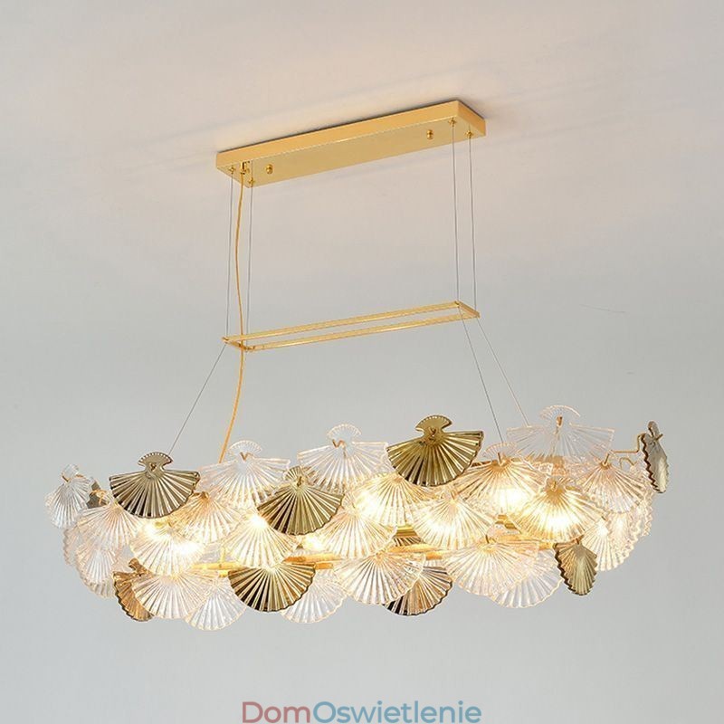 Europejska szklana lampa wisząca w kształcie wachlarza, żyrandol artystyczny