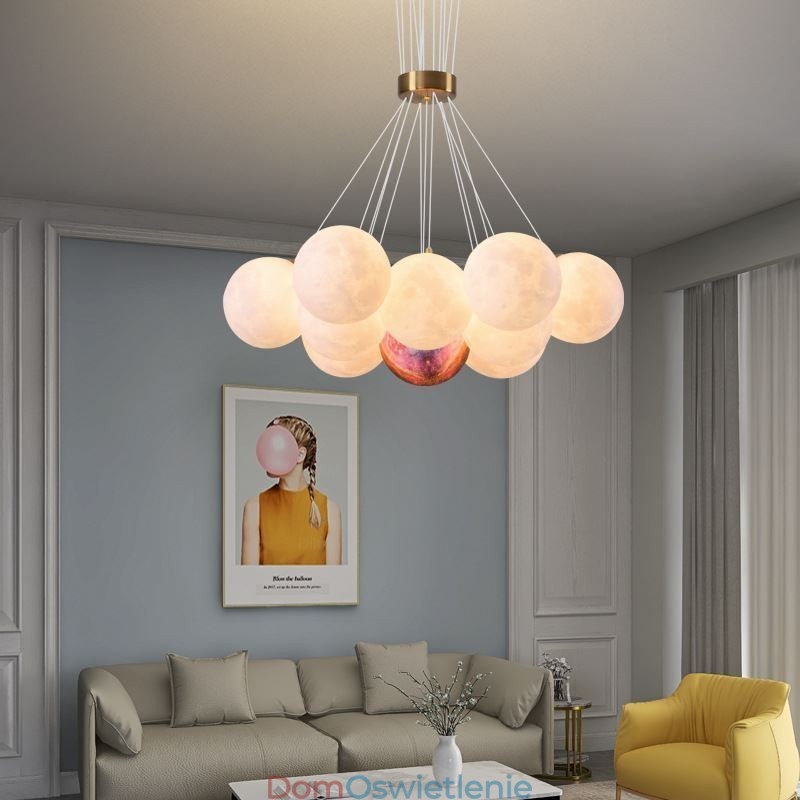 Żyrandol Moon Bubble Nowoczesna lampa wisząca w kształcie kulek 3D