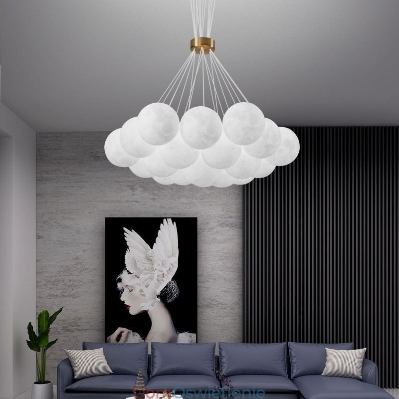 Żyrandol Moon Bubble Nowoczesna lampa wisząca w kształcie kulek 3D