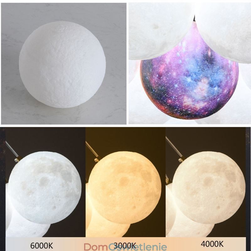Żyrandol Moon Bubble Nowoczesna lampa wisząca w kształcie kulek 3D