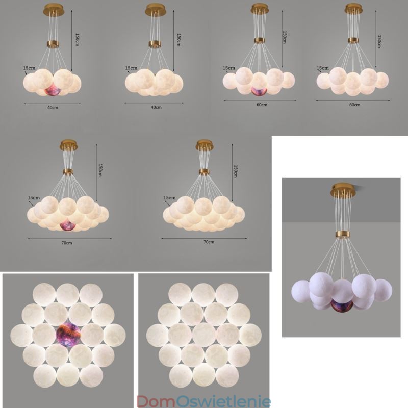Żyrandol Moon Bubble Nowoczesna lampa wisząca w kształcie kulek 3D