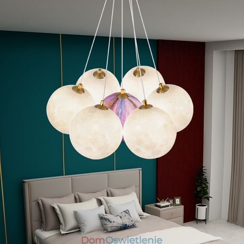 Żyrandol Moon Bubble Nowoczesna lampa wisząca w kształcie kulek 3D
