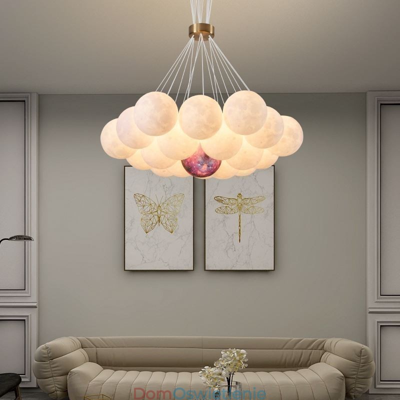 Żyrandol Moon Bubble Nowoczesna lampa wisząca w kształcie kulek 3D