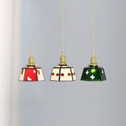 Kolorowa szklana lampa wisząca w stylu japońskim, retro dekoracyjna lampa wisząca przy łóżku