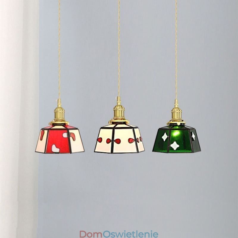Kolorowa szklana lampa wisząca w stylu japońskim, retro dekoracyjna lampa wisząca przy łóżku