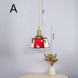 Kolorowa szklana lampa wisząca w stylu japońskim, retro dekoracyjna lampa wisząca przy łóżku