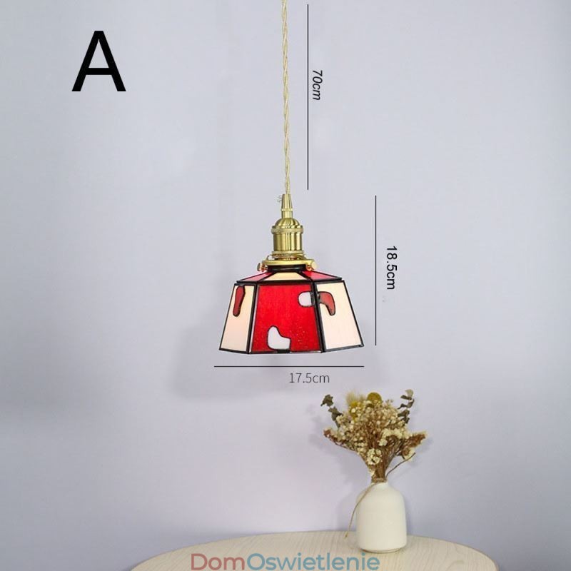 Kolorowa szklana lampa wisząca w stylu japońskim, retro dekoracyjna lampa wisząca przy łóżku