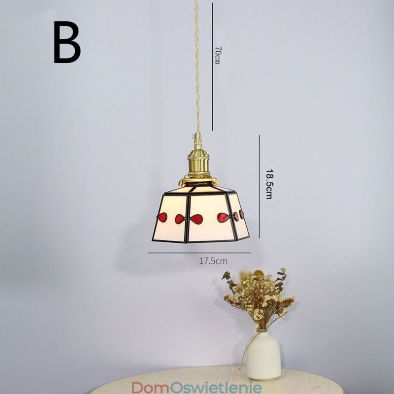 Kolorowa szklana lampa wisząca w stylu japońskim, retro dekoracyjna lampa wisząca przy łóżku