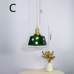 Kolorowa szklana lampa wisząca w stylu japońskim, retro dekoracyjna lampa wisząca przy łóżku