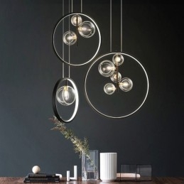 Nordic Wisząca Lampa Szklane Bąbelki Okrągły Żyrandol Nowoczesny Salon Lampa