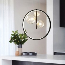 Nordic Wisząca Lampa Szklane Bąbelki Okrągły Żyrandol Nowoczesny Salon Lampa
