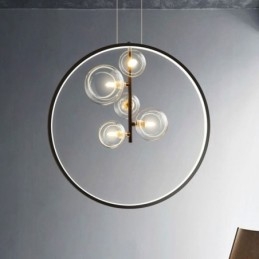 Nordic Wisząca Lampa Szklane Bąbelki Okrągły Żyrandol Nowoczesny Salon Lampa