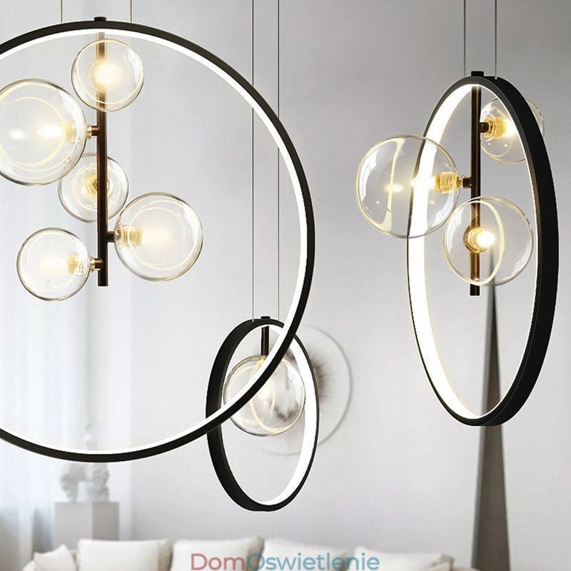 Nordic Wisząca Lampa Szklane Bąbelki Okrągły Żyrandol Nowoczesny Salon Lampa