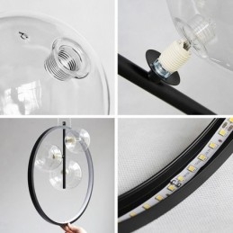 Nordic Wisząca Lampa Szklane Bąbelki Okrągły Żyrandol Nowoczesny Salon Lampa