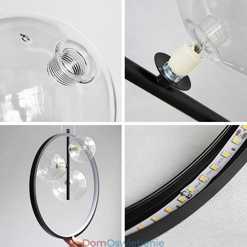 Nordic Wisząca Lampa Szklane Bąbelki Okrągły Żyrandol Nowoczesny Salon Lampa