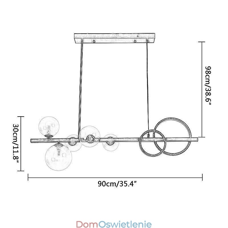 Nowoczesna szklana bańka wisząca lampa czarna długa lampa wspornikowa