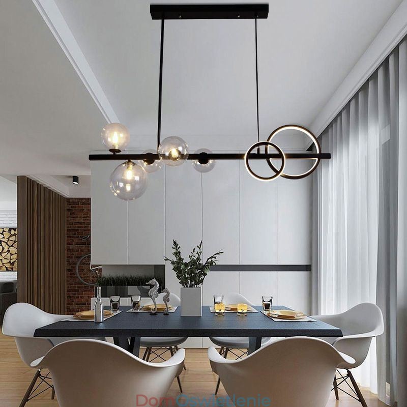Nowoczesna szklana bańka wisząca lampa czarna długa lampa wspornikowa