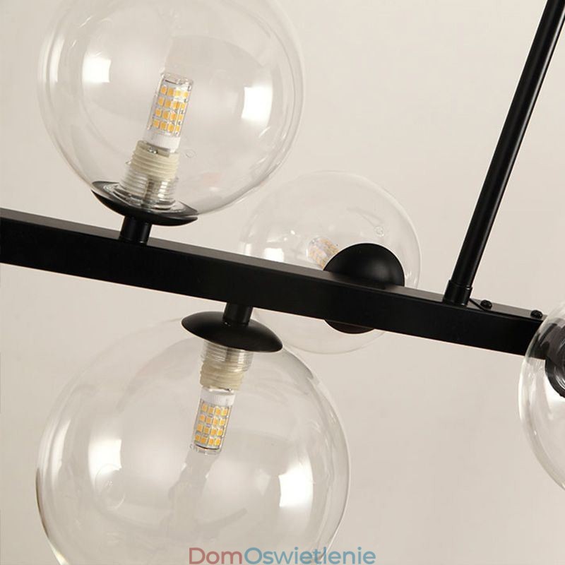 Nowoczesna szklana bańka wisząca lampa czarna długa lampa wspornikowa