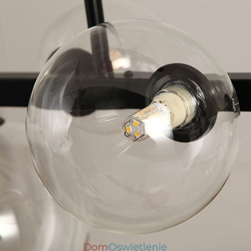 Nowoczesna szklana bańka wisząca lampa czarna długa lampa wspornikowa