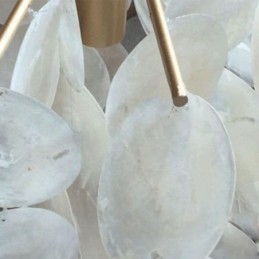 Naturalny żyrandol muszlowy okrągły warstwowy wiszący lampa jadalna
