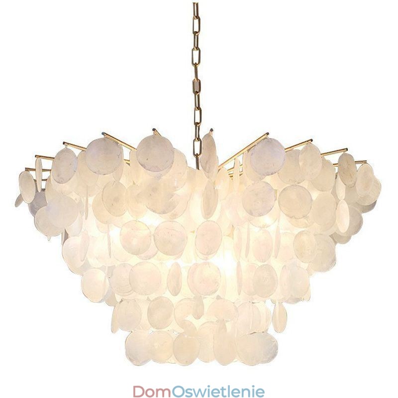 Naturalny żyrandol muszlowy okrągły warstwowy wiszący lampa jadalna
