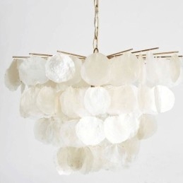 Naturalny żyrandol muszlowy okrągły warstwowy wiszący lampa jadalna