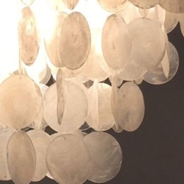 Naturalny żyrandol muszlowy okrągły warstwowy wiszący lampa jadalna