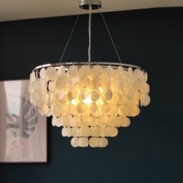 Capiz Shell Pendant Light Natural Wiszący Okrągły Warstwowy Żyrandol