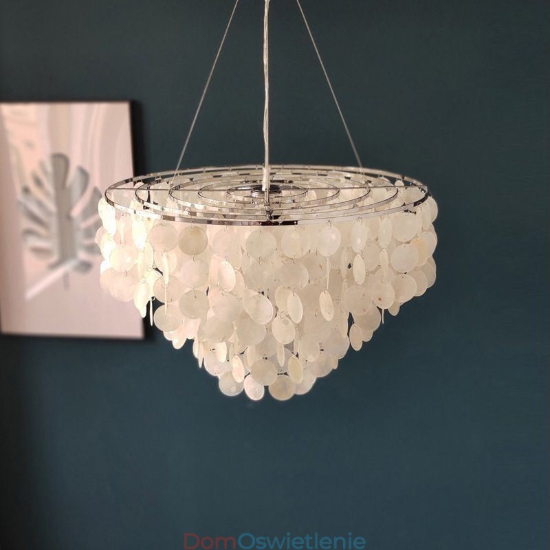Capiz Shell Pendant Light Natural Wiszący Okrągły Warstwowy Żyrandol