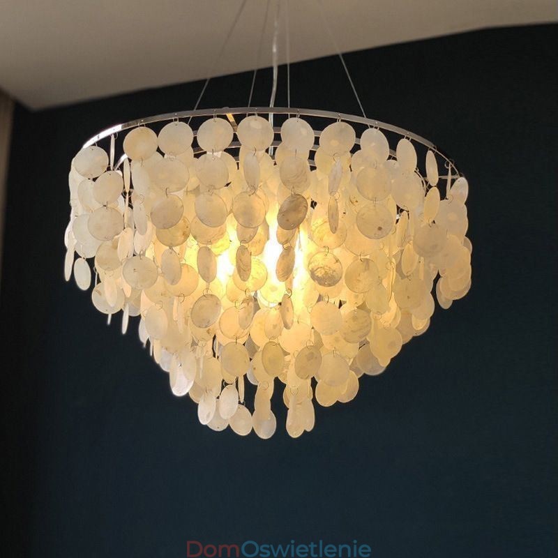 Capiz Shell Pendant Light Natural Wiszący Okrągły Warstwowy Żyrandol