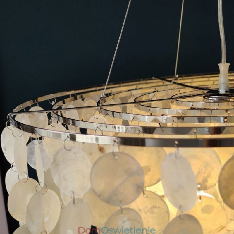 Capiz Shell Pendant Light Natural Wiszący Okrągły Warstwowy Żyrandol