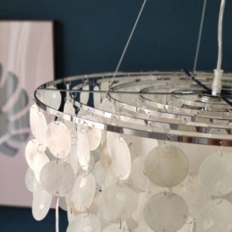 Capiz Shell Pendant Light Natural Wiszący Okrągły Warstwowy Żyrandol